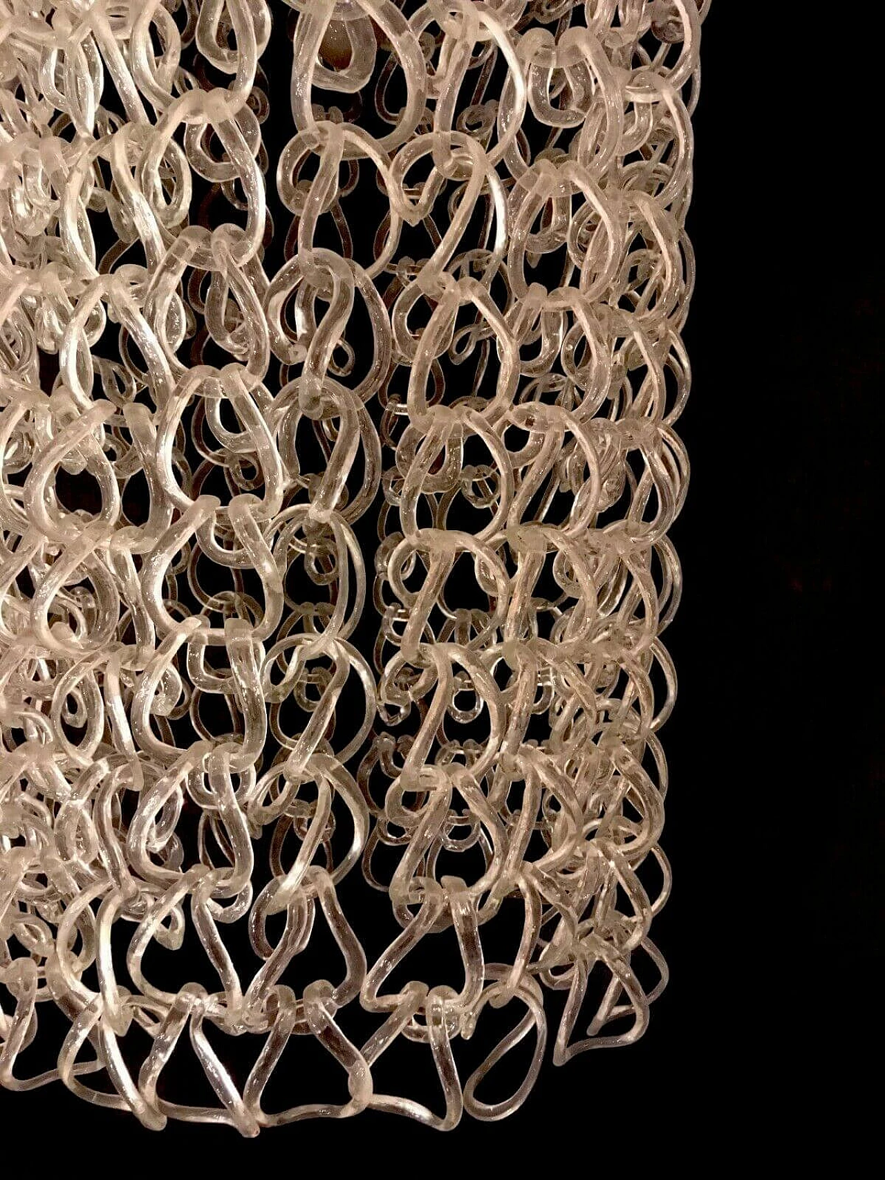 Lampadario Giogali in vetro, legno e ottone di Vistosi, anni '60 1203335