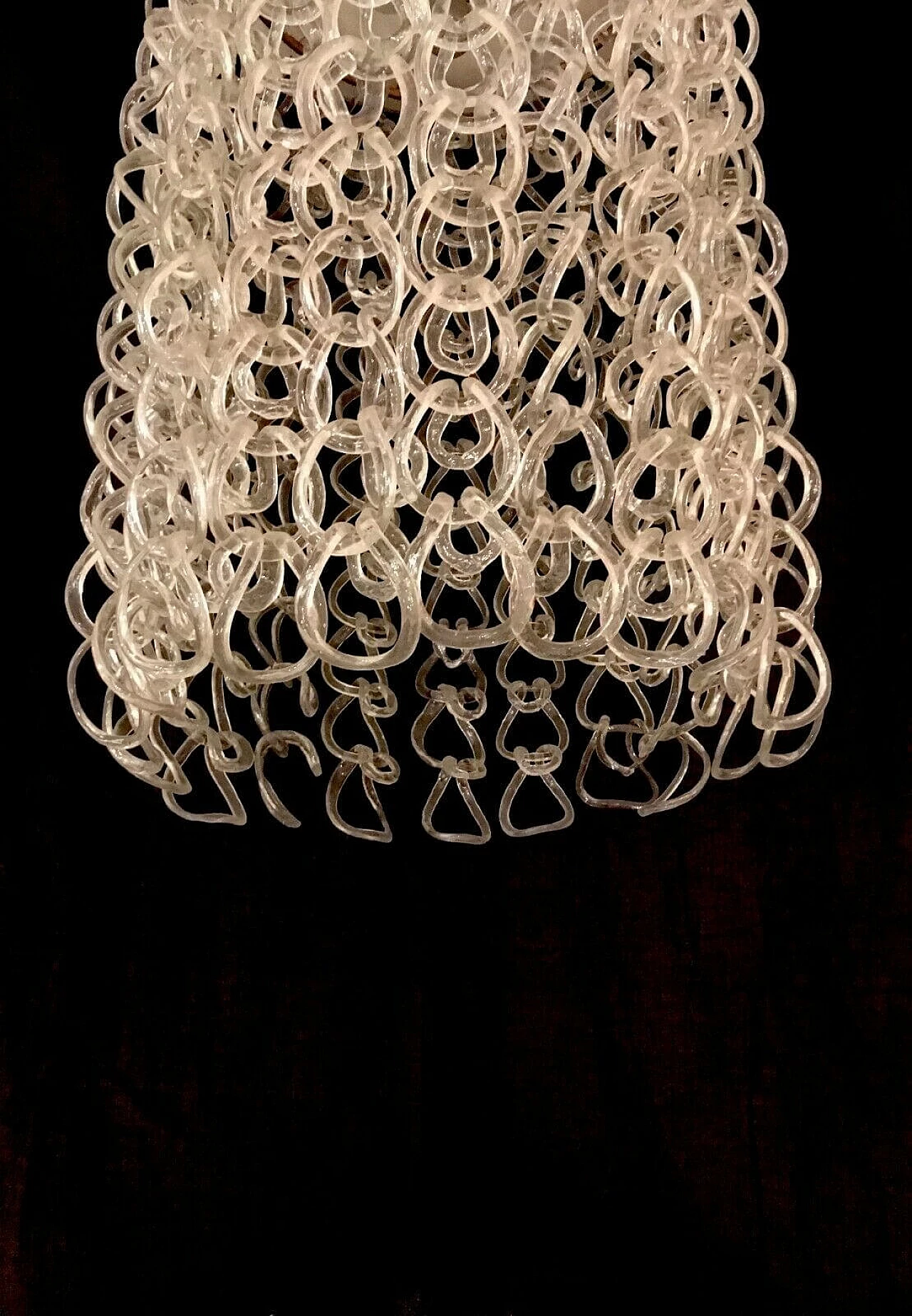 Giogali chandelier in glass, wood and brass by Vistosi, 60s 1203336