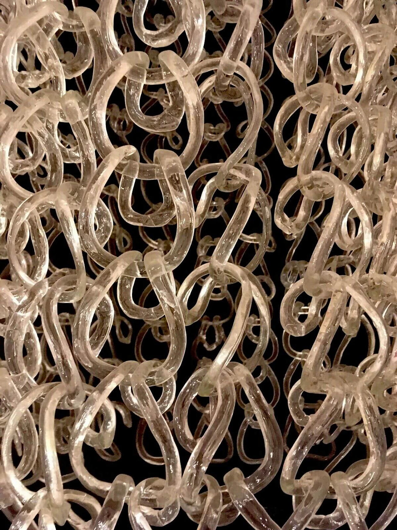 Lampadario Giogali in vetro, legno e ottone di Vistosi, anni '60 1203337