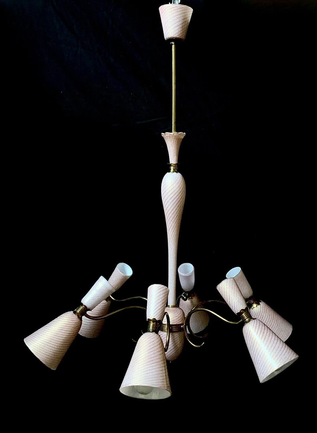 Murano glass and brass chandelier by Barovier, 50s 1203356