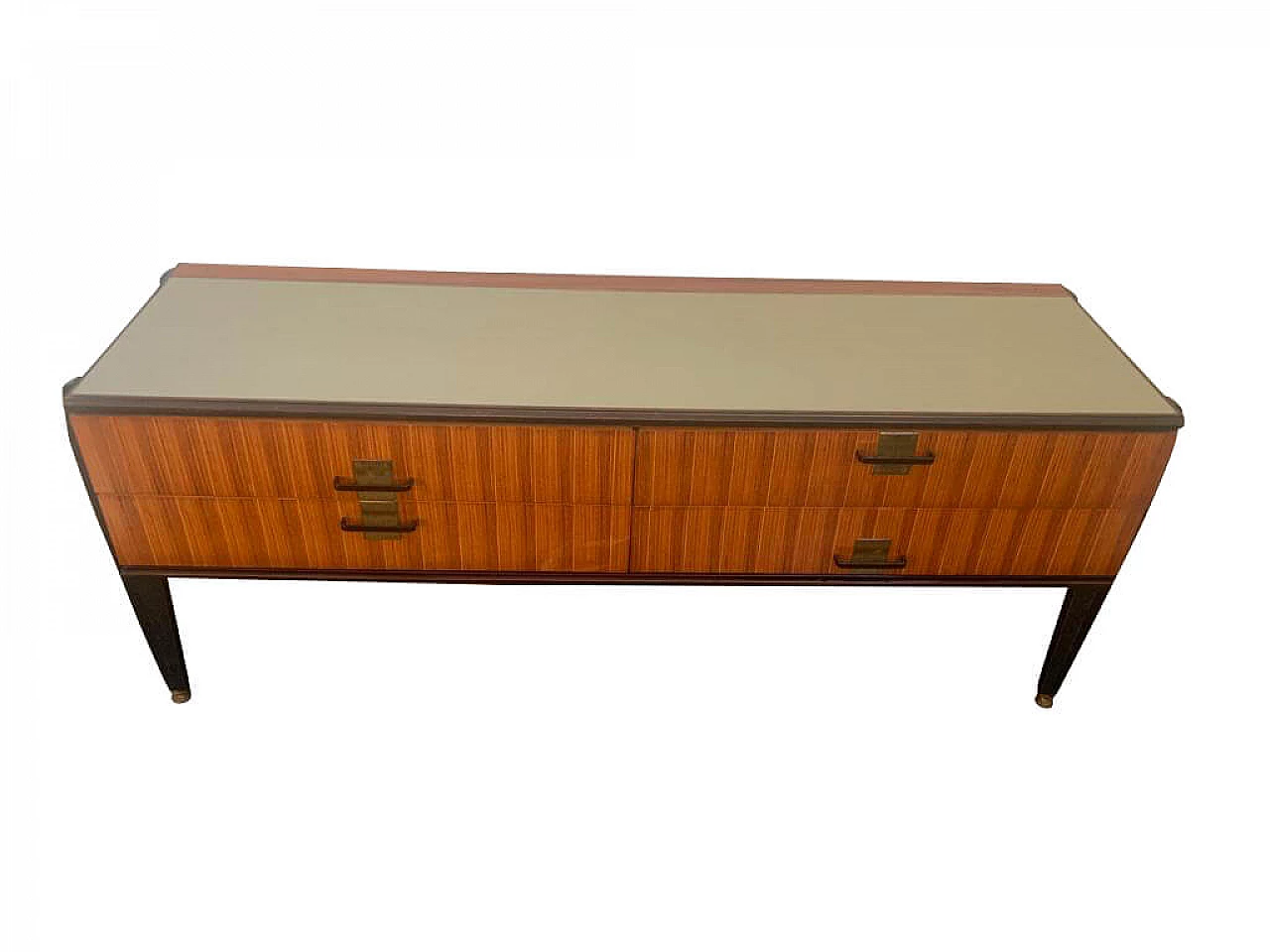 Zebrano and rosewood Italian sideboard with gray glass top, 1958 1203968