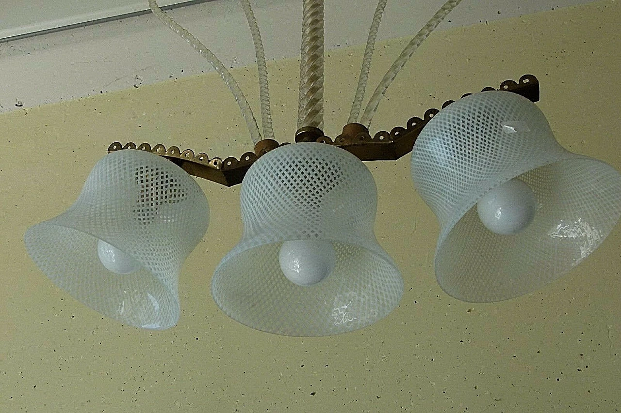 Chandelier in glass and brass by Venini, 40s 1204257