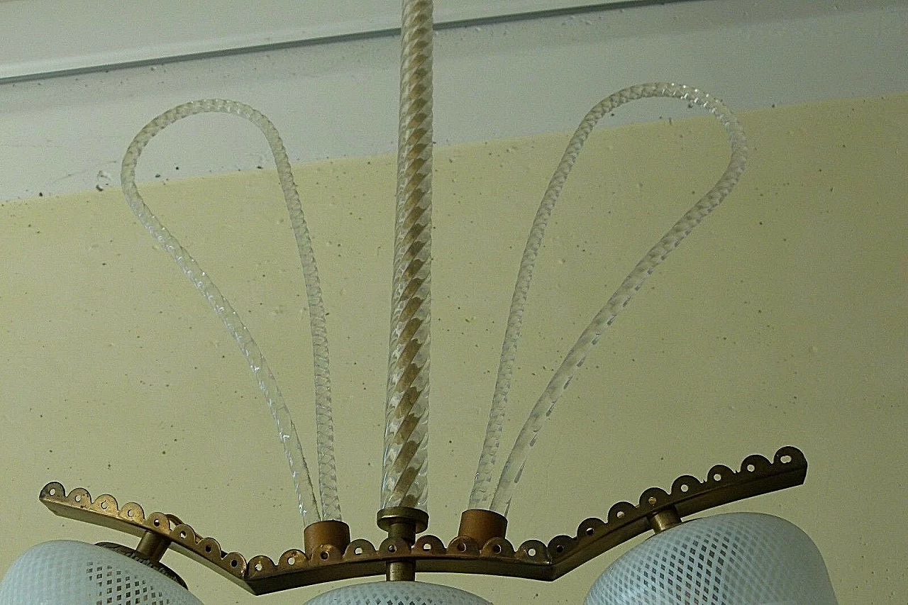 Chandelier in glass and brass by Venini, 40s 1204258
