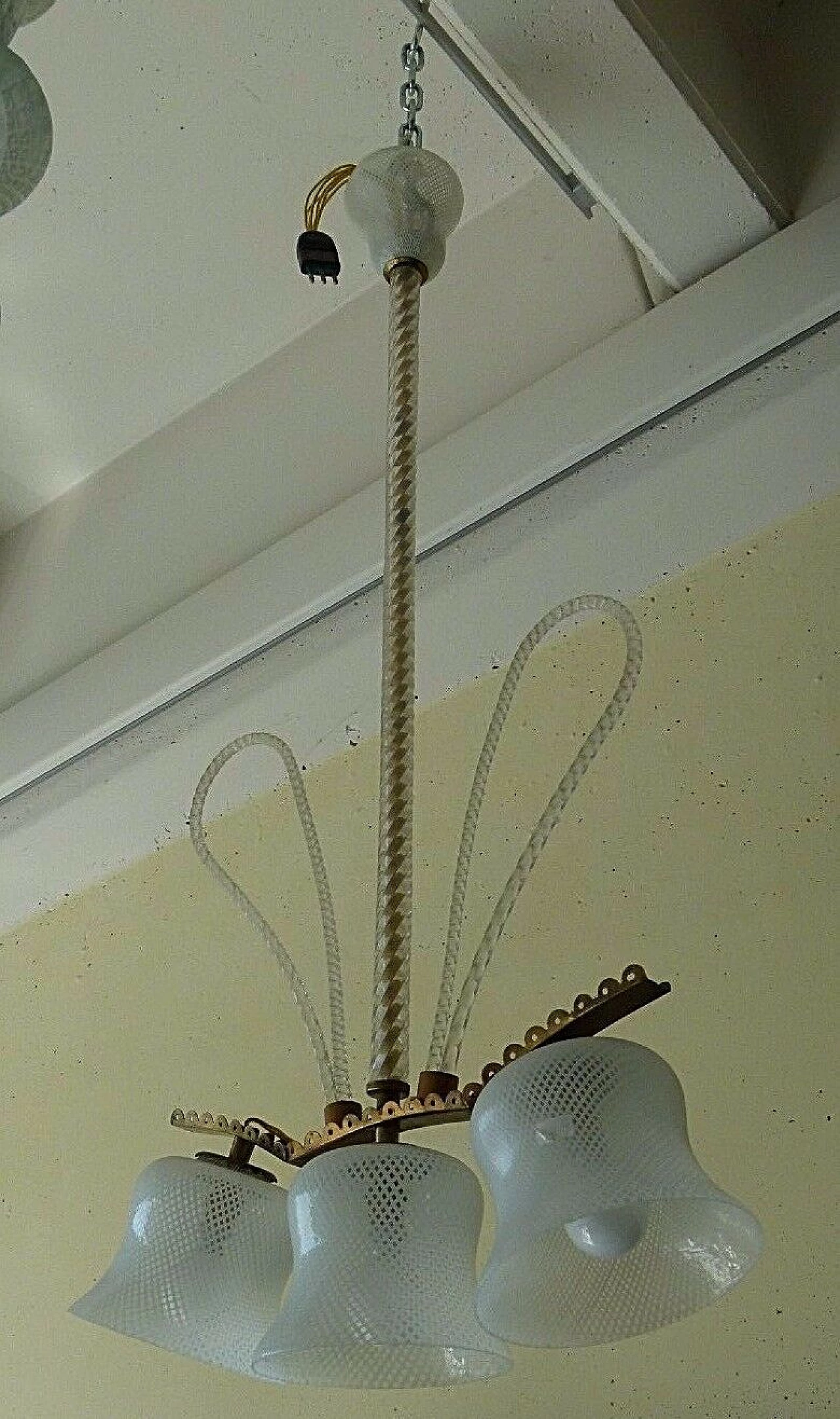 Chandelier in glass and brass by Venini, 40s 1204259