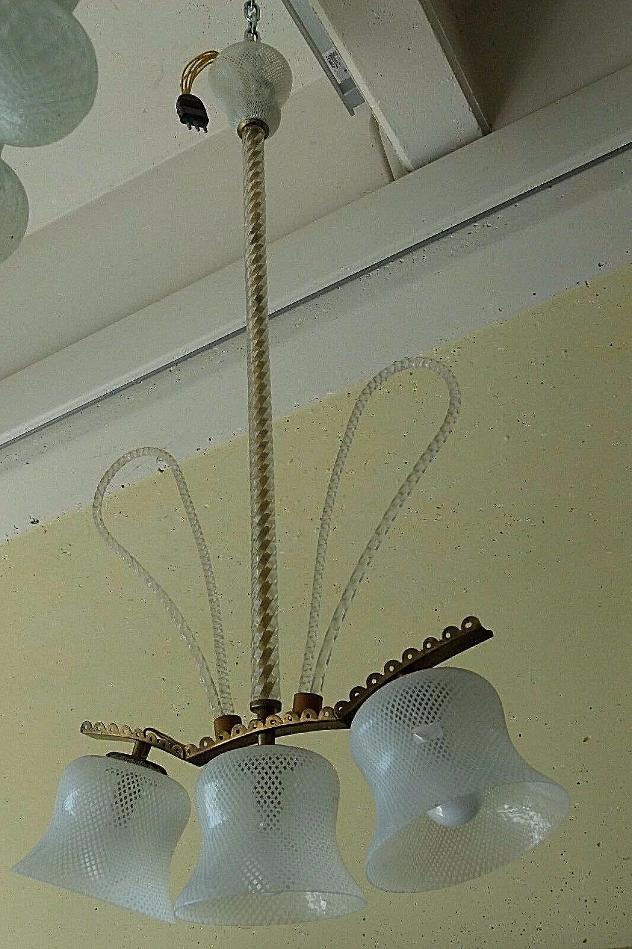 Chandelier in glass and brass by Venini, 40s 1204260