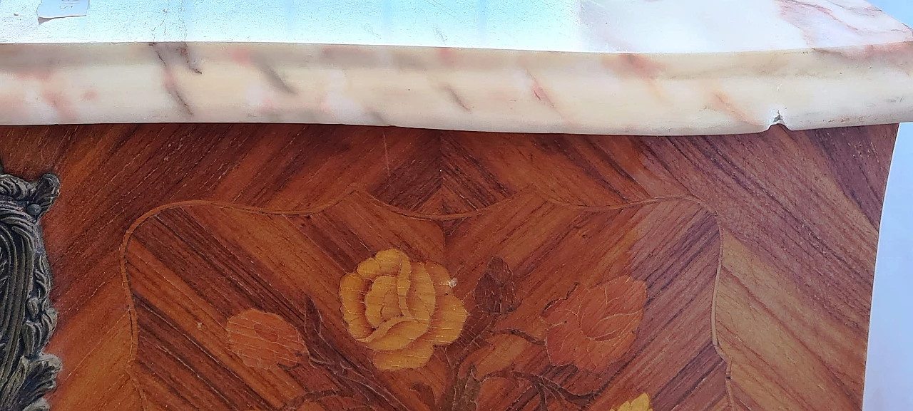 Pair of bedside tables inlaid with marble, 20th century 1204501