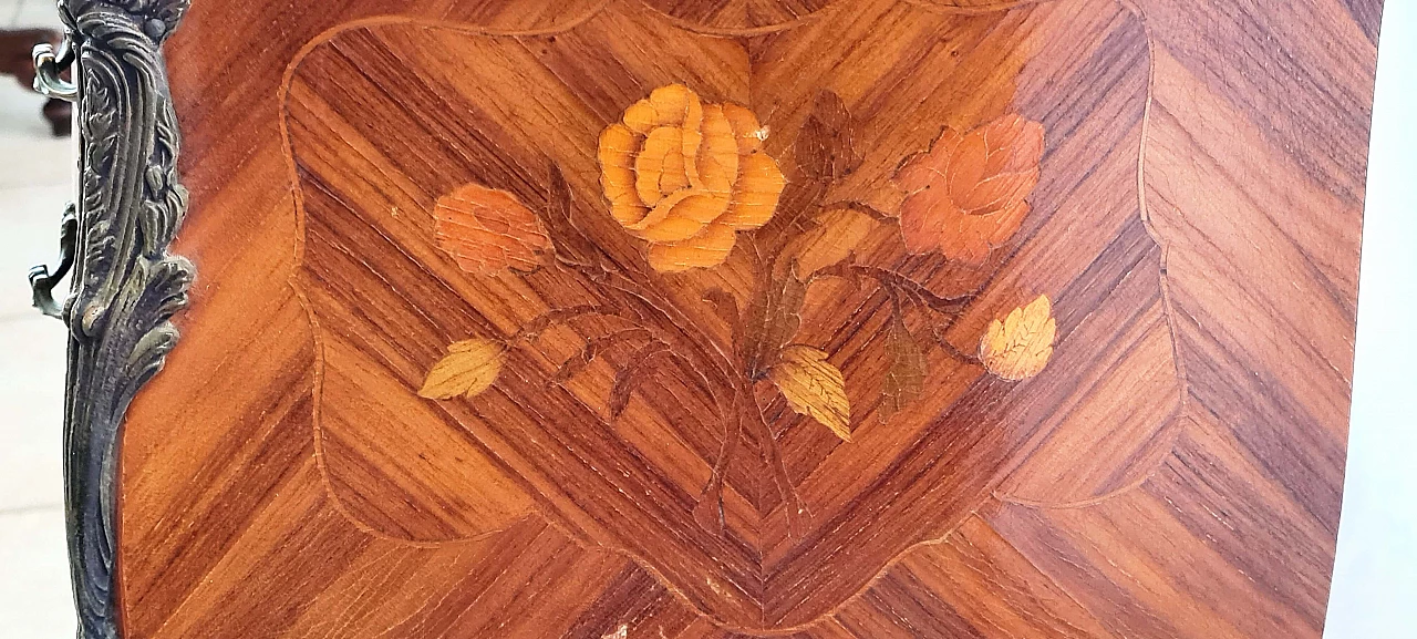Pair of bedside tables inlaid with marble, 20th century 1204502