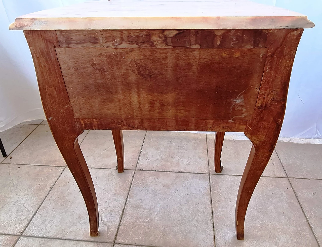 Pair of bedside tables inlaid with marble, 20th century 1204506