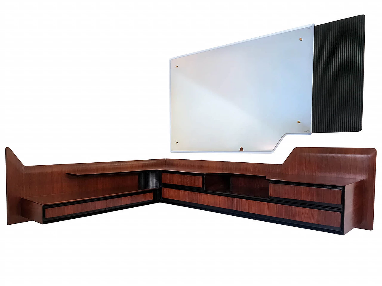 Wall-mounted angular console table with mirror by Vittorio Dassi, 1950s 1204759