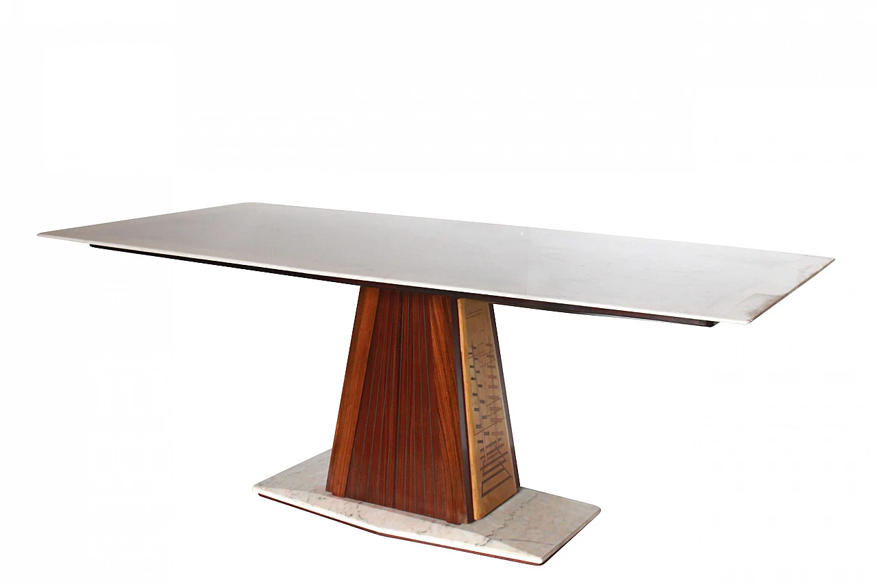 Vittorio Dassi Italian dining table with marble top, 60s. 1204781