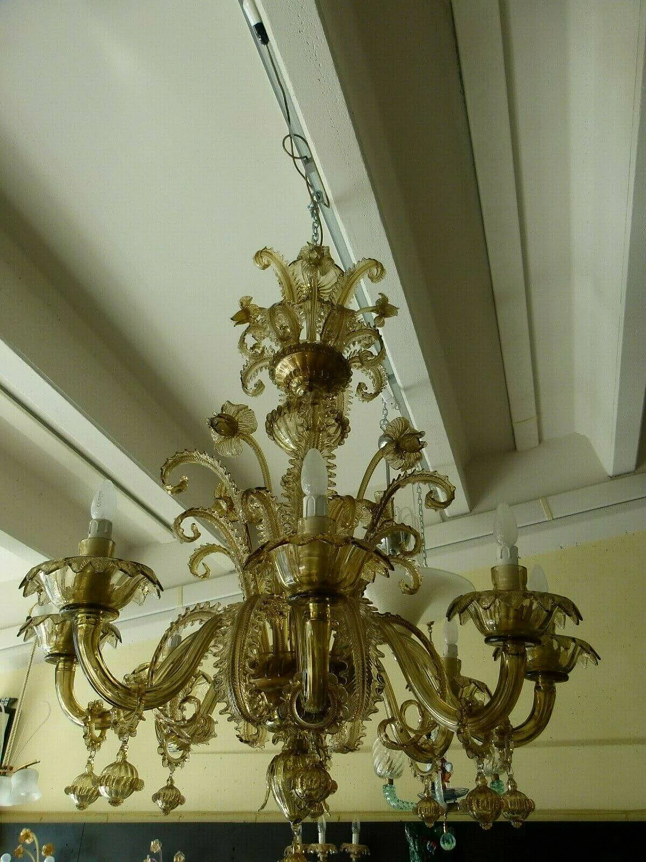 Lampadario in vetro di Murano di Cesare Toso, anni '40 1205023