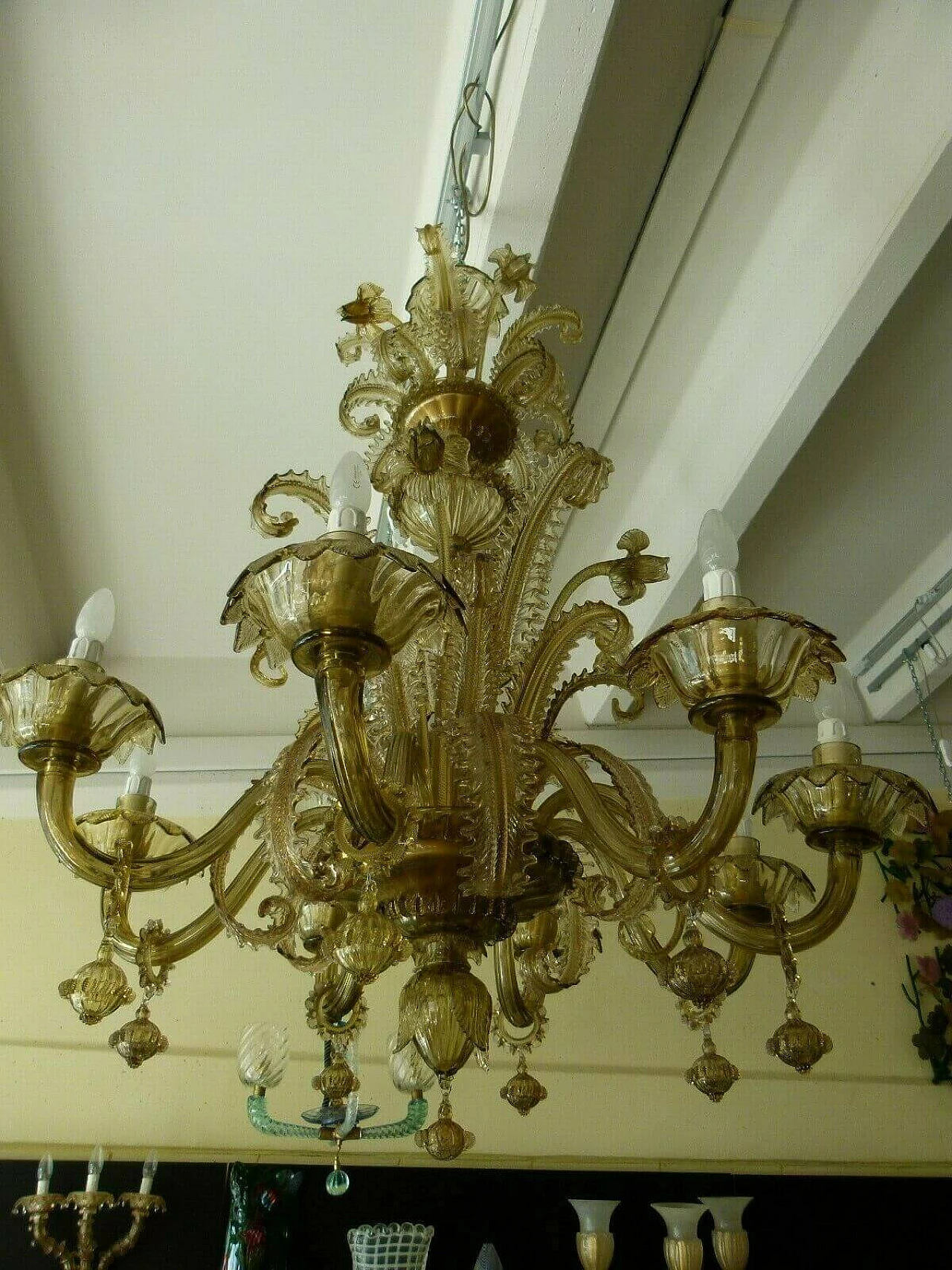 Lampadario in vetro di Murano di Cesare Toso, anni '40 1205027
