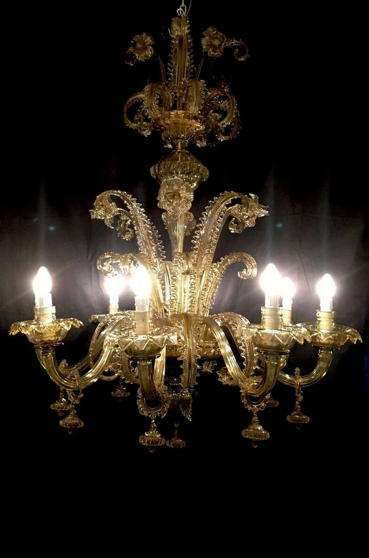 Lampadario in vetro di Murano di Cesare Toso, anni '40 1205028