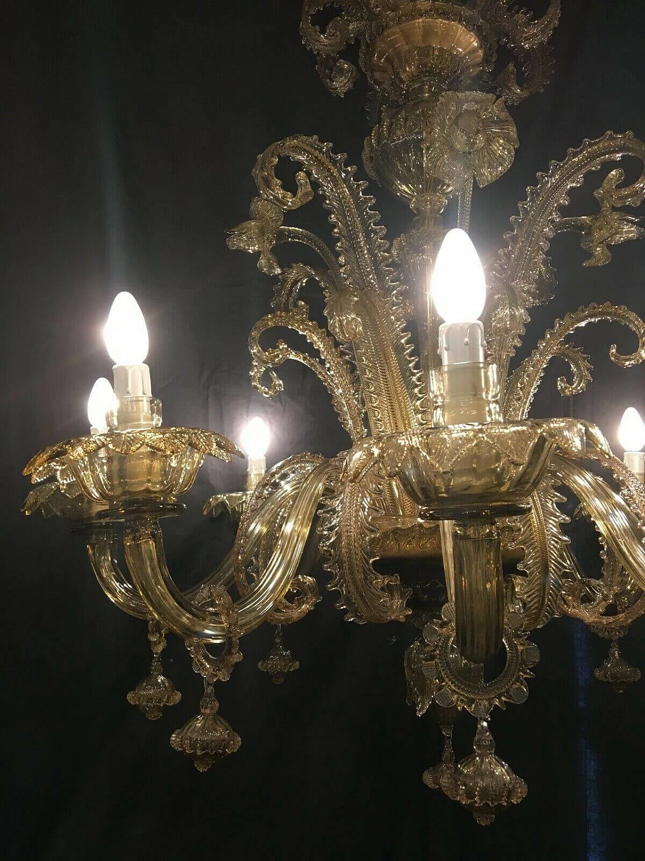 Lampadario in vetro di Murano di Cesare Toso, anni '40 1205029