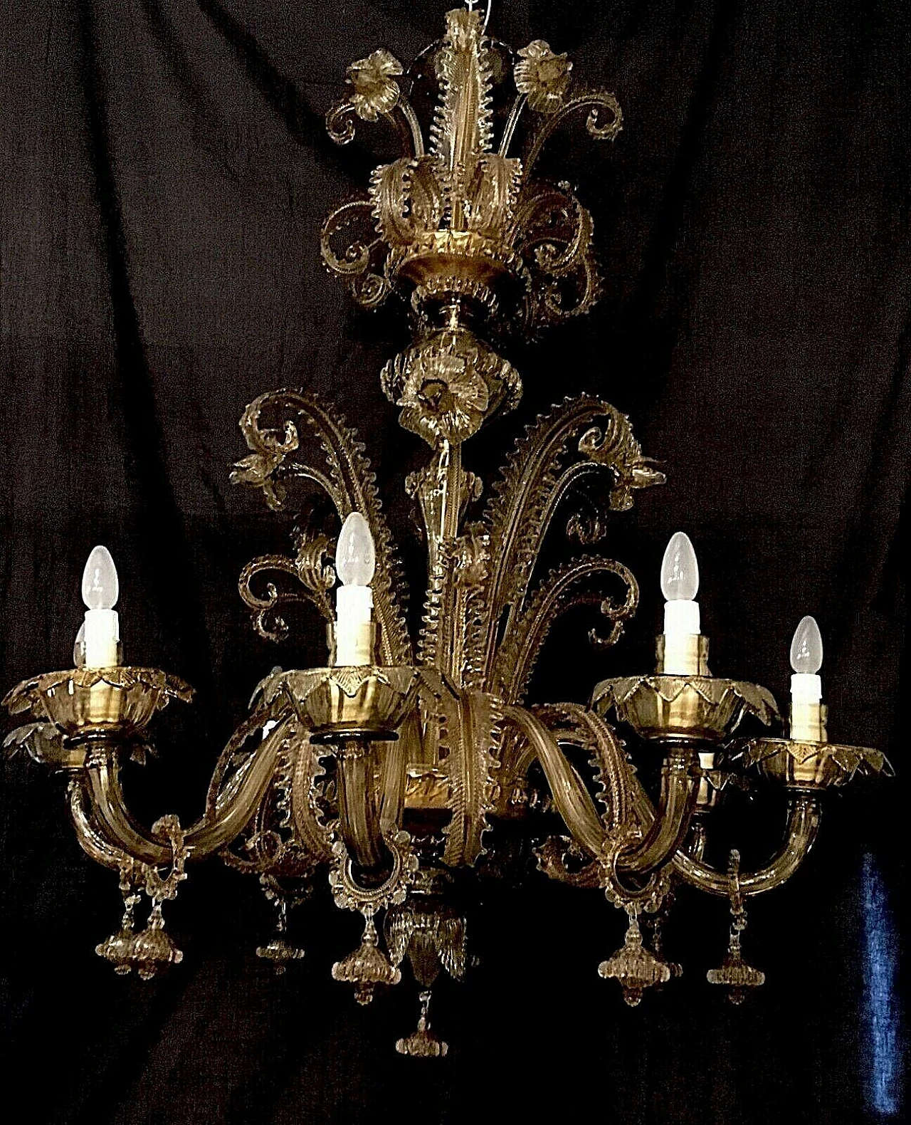 Lampadario in vetro di Murano di Cesare Toso, anni '40 1205033