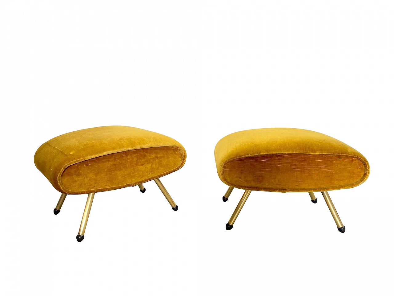 Pair of yellow stools in yellow velvet, 60s 1205354