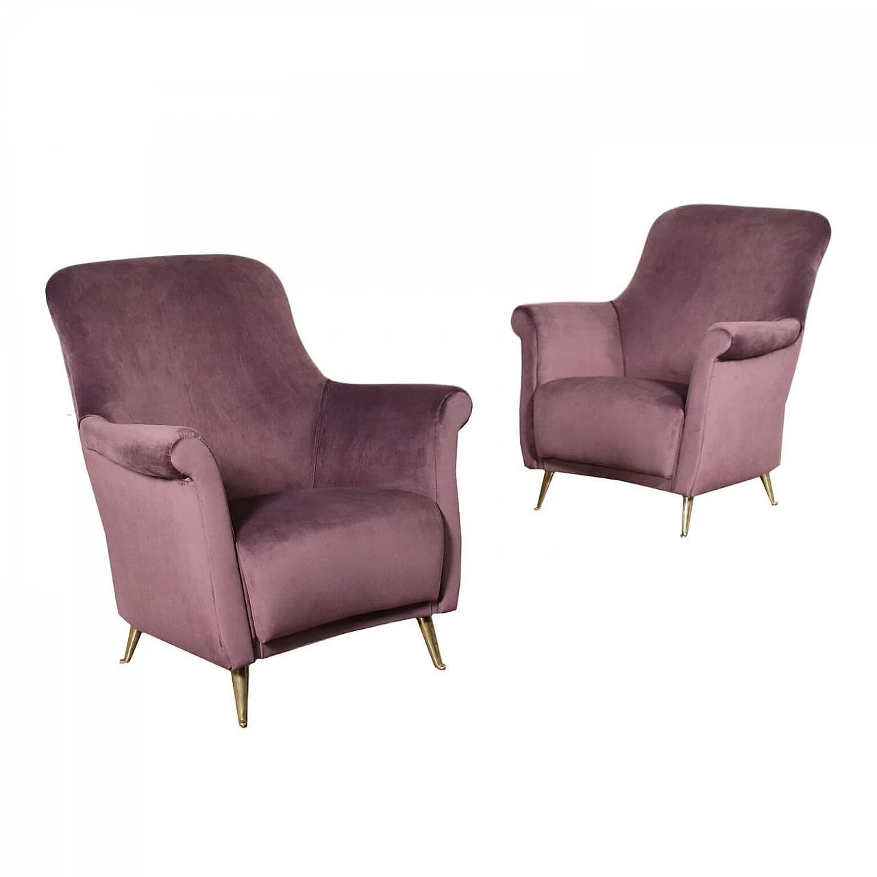 Pair of velvet armchairs, 50s 1205367