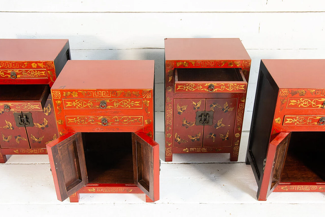 Four Chinese red lacquered side table, 80s 1205690