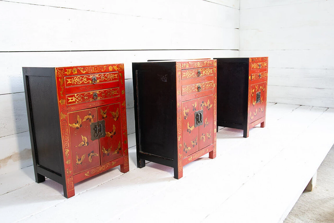 Four Chinese red lacquered side table, 80s 1205692