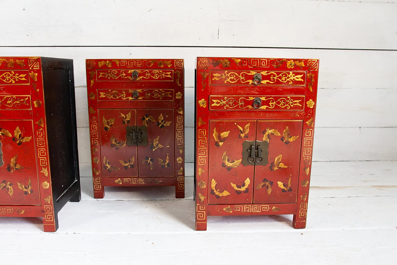 Four Chinese red lacquered side table, 80s 1205695