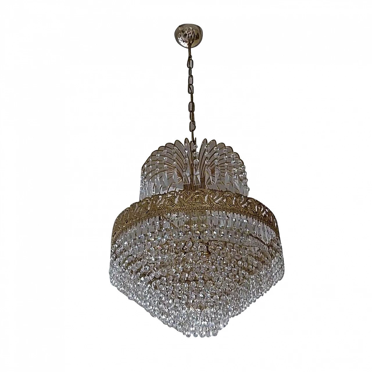 Lampadario in ottone e cristallo Swarovski, anni '60 1205861