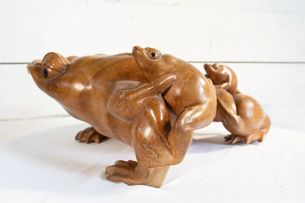 Large wooden statue of Frog and Frogs, early '900 1205865
