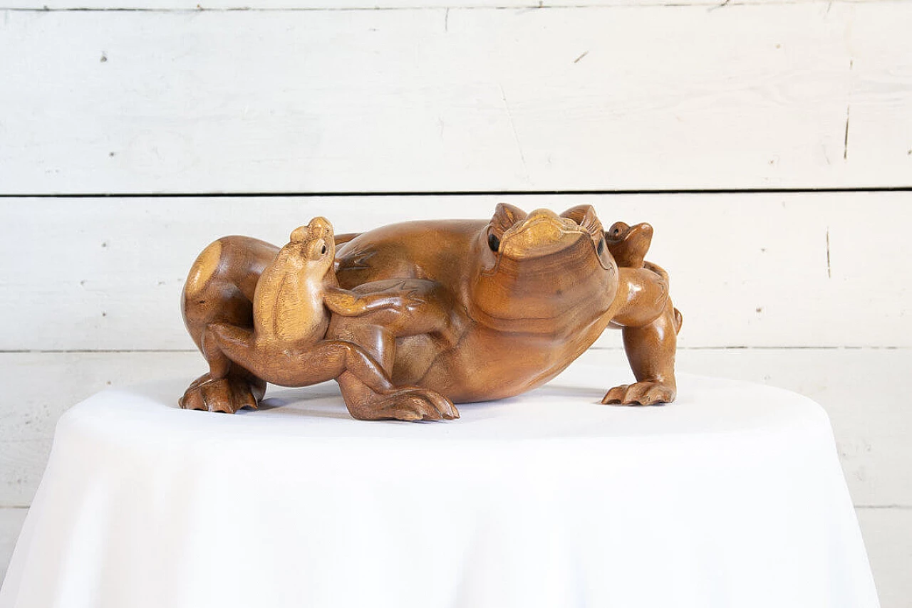 Large wooden statue of Frog and Frogs, early '900 1205870