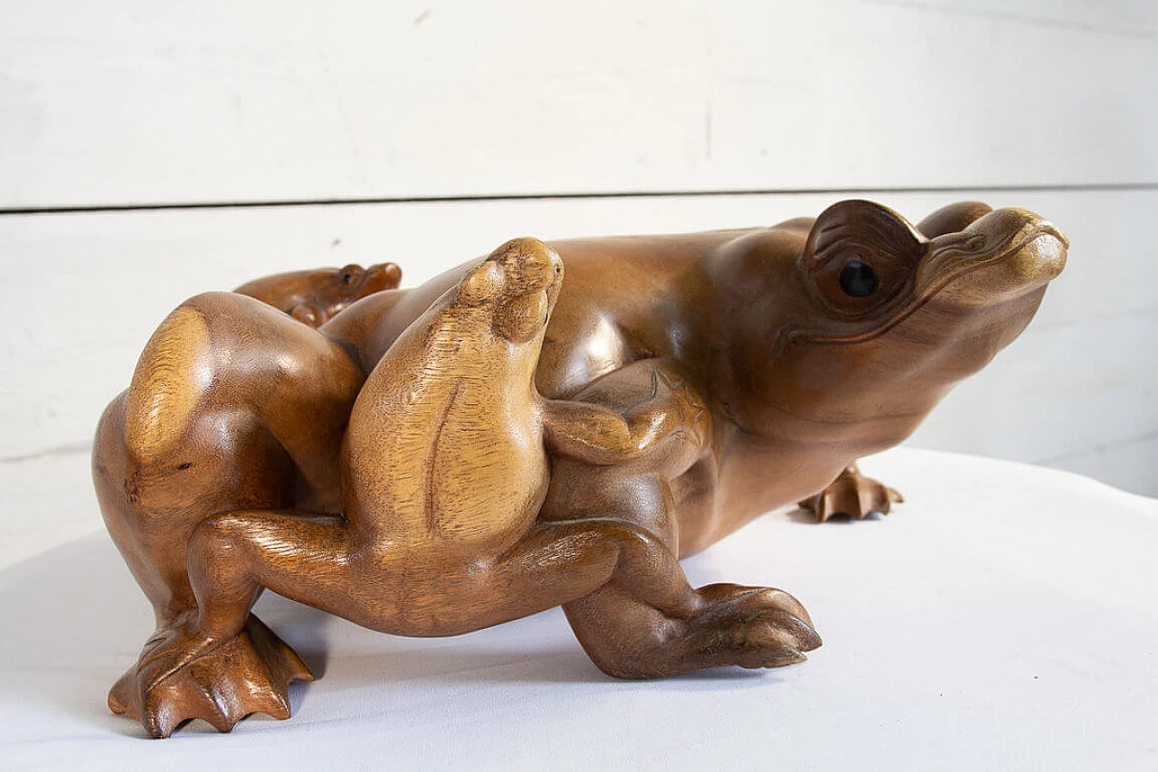 Large wooden statue of Frog and Frogs, early '900 1205871
