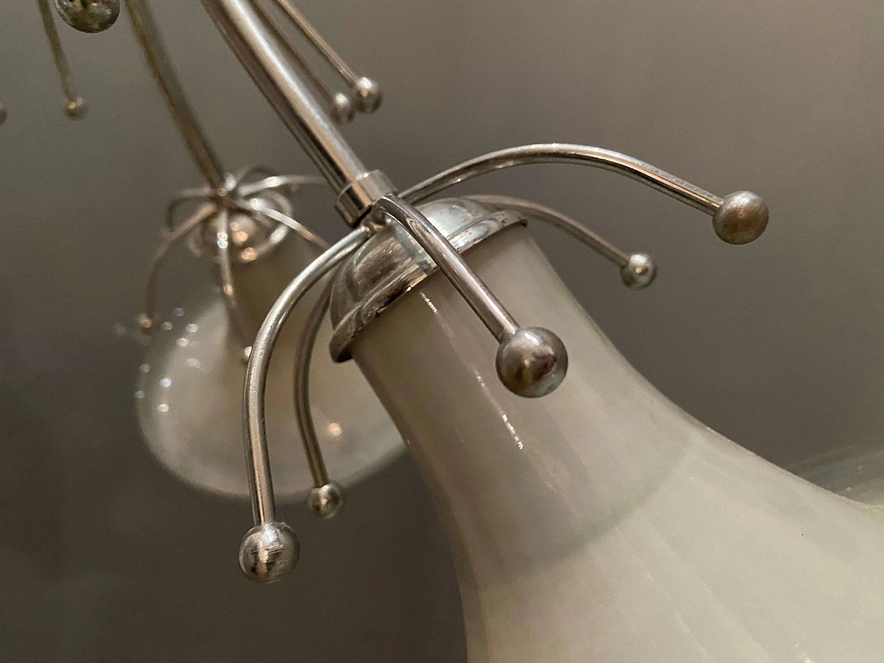 Midcentury  Gaetano Sciolari chandelier in Murano glass and chromed metal, 60s 1206342