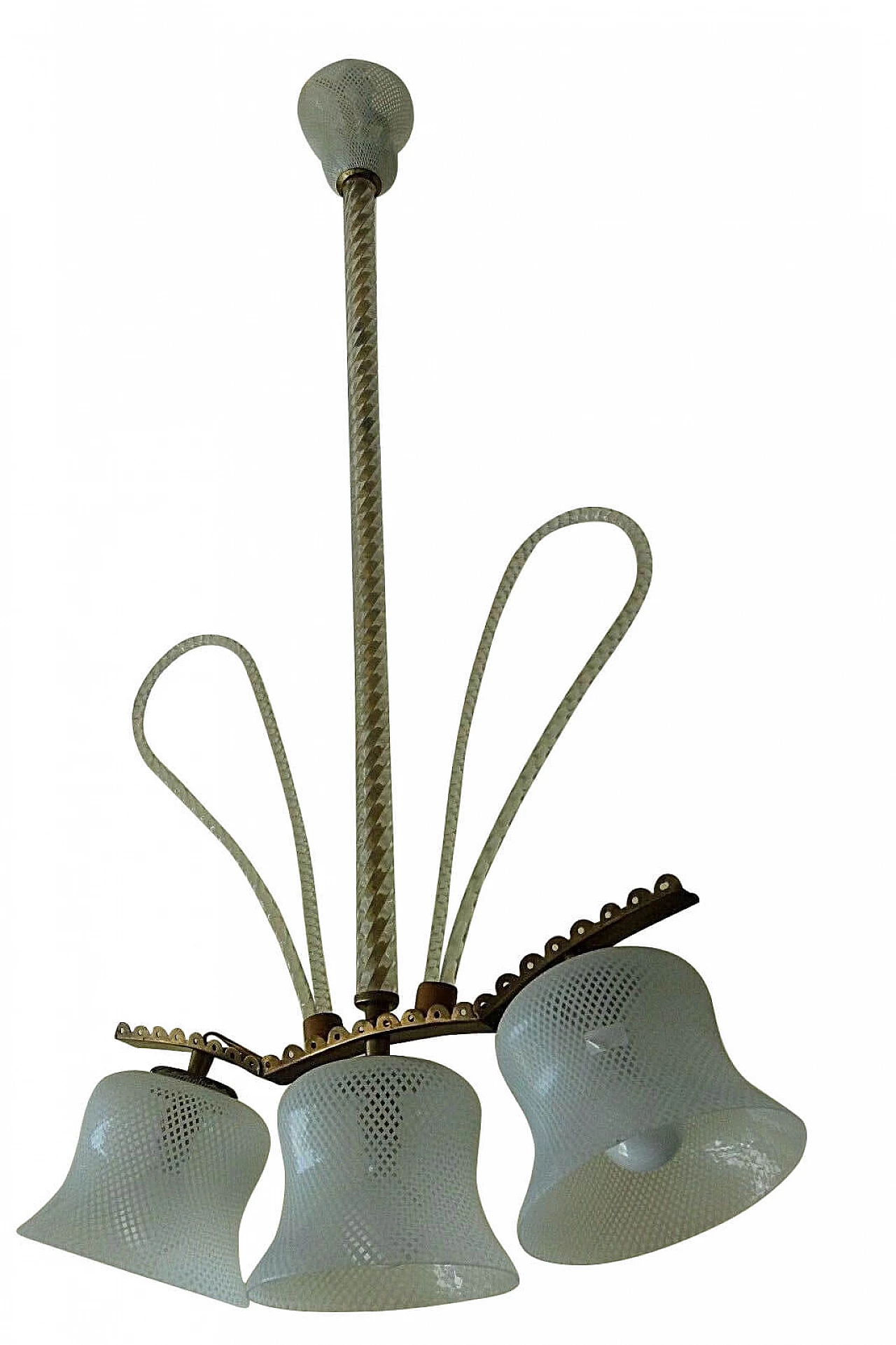 Chandelier in glass and brass by Venini, 40s 1206510