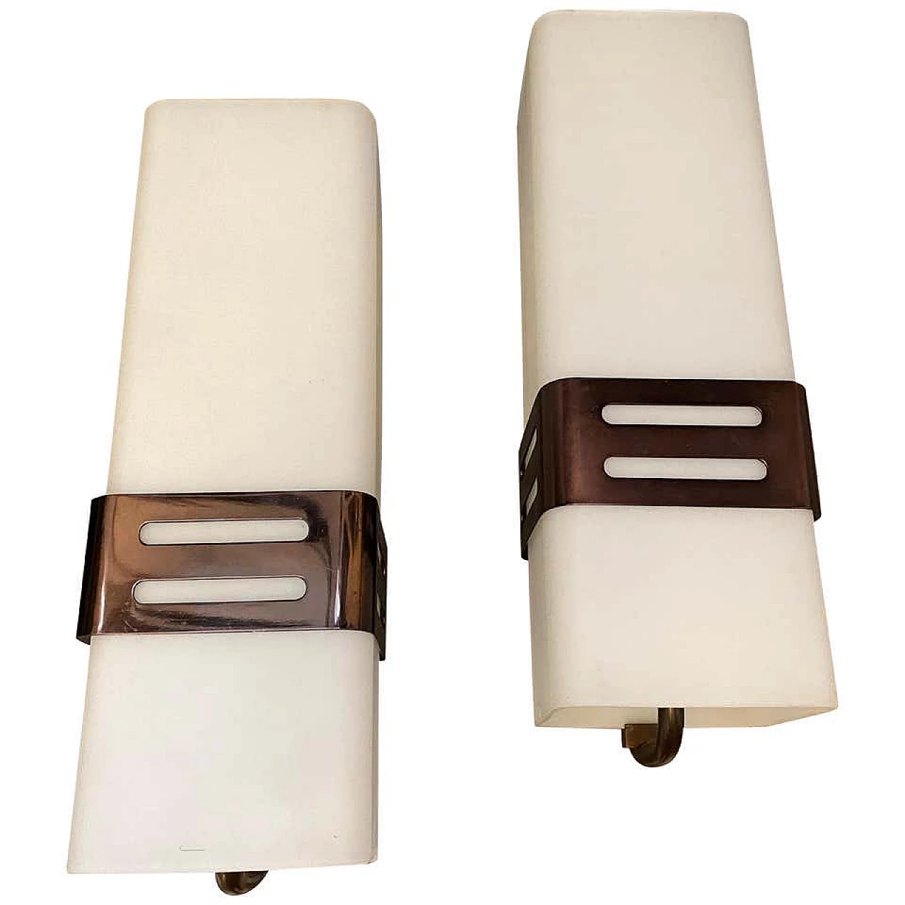 Pair of wall sconces in copper and glass by Stilnovo, 60s 1206725