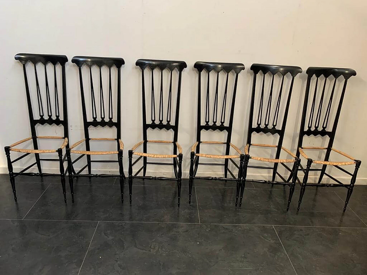 6 Chairs by S.A.C. Chiavari in the style of Gio Ponti, 1950s 1206828