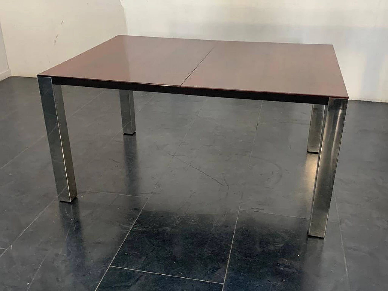 Dining table in rosewood and steel, 70s 1206869