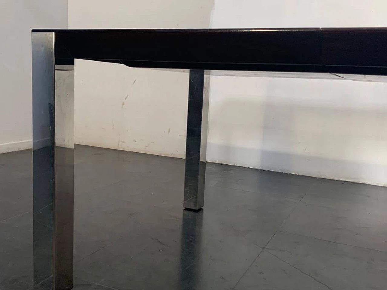 Dining table in rosewood and steel, 70s 1206871
