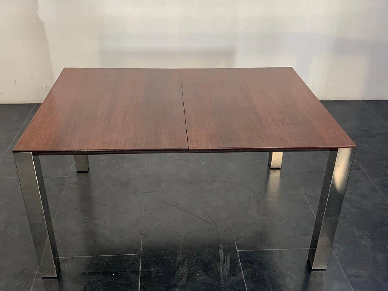 Dining table in rosewood and steel, 70s 1206872