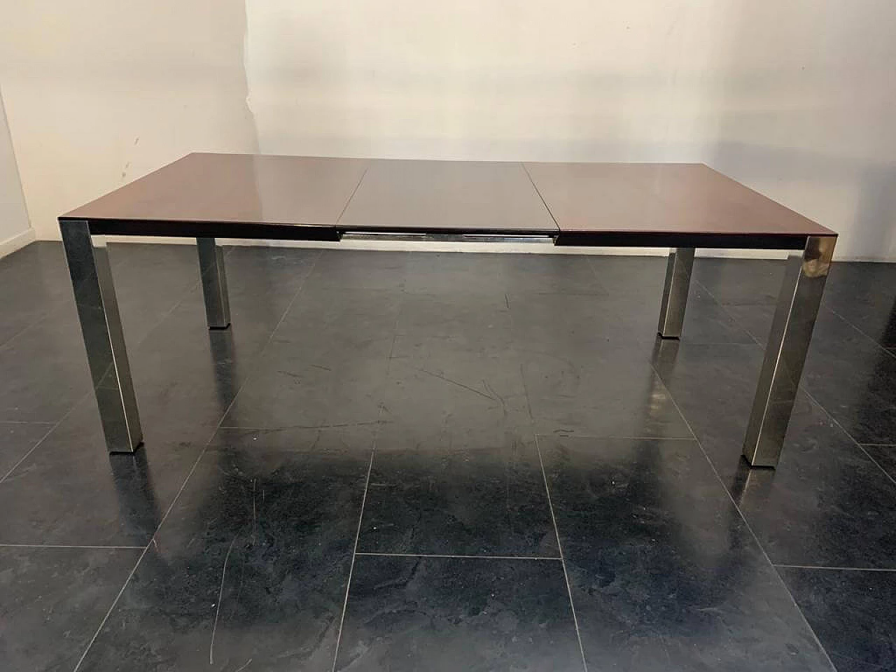Dining table in rosewood and steel, 70s 1206874