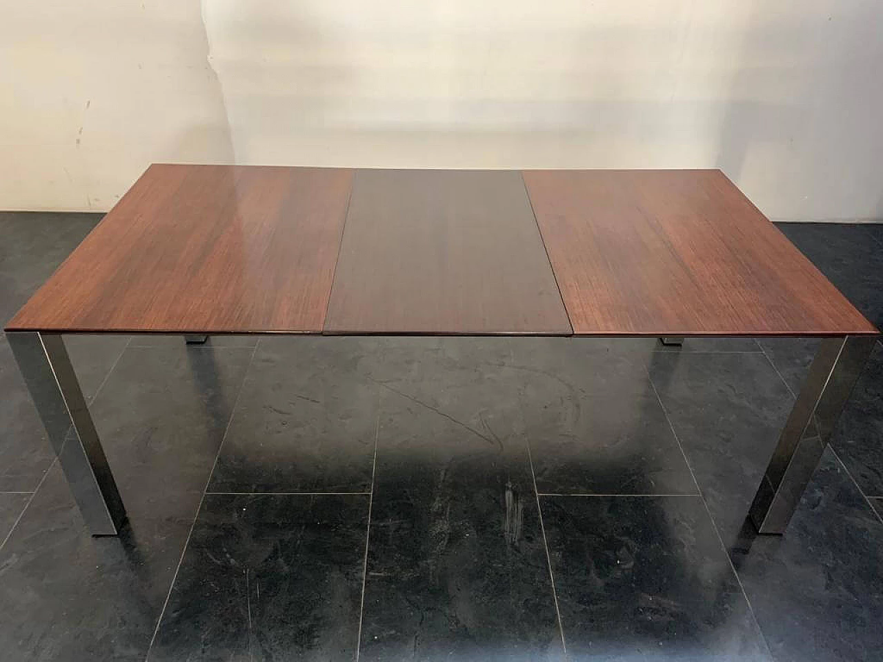Dining table in rosewood and steel, 70s 1206875