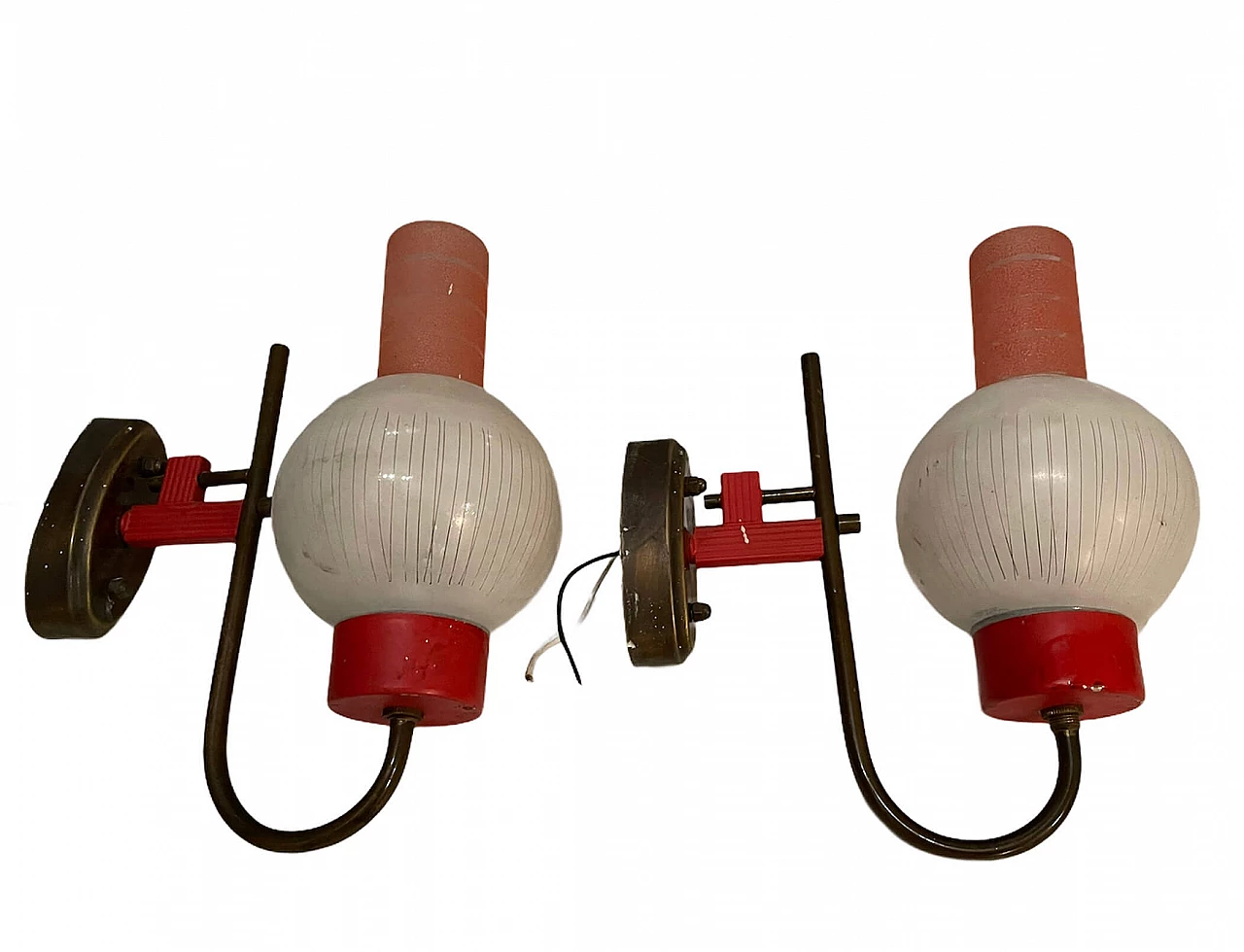 Pair of Stilnovo red sconces, 50s 1207096