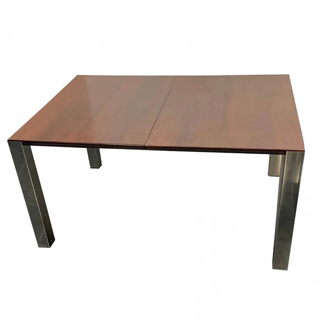 Tavolo da pranzo in palissandro e acciaio, anni '70 1207154