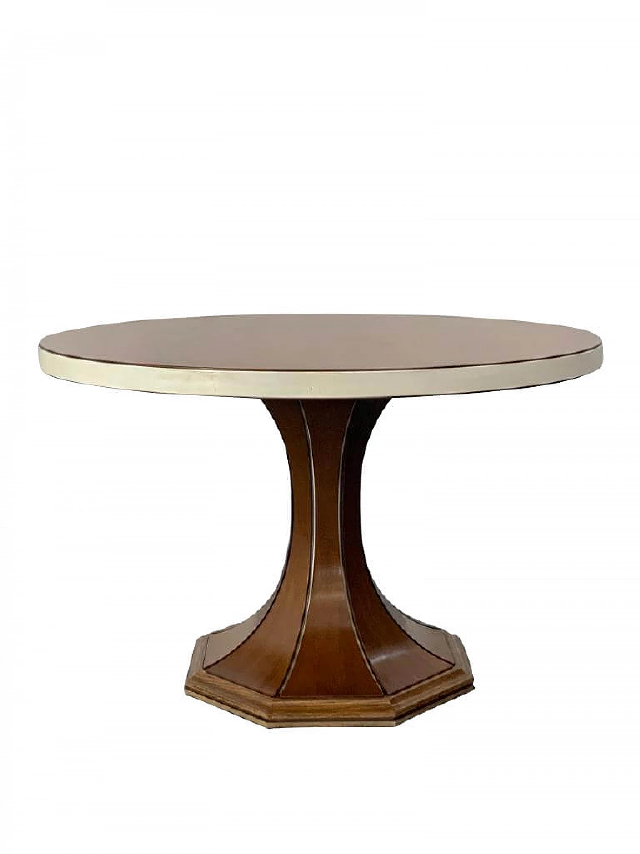Dining table in white laminate and walnut, 70s 1207159