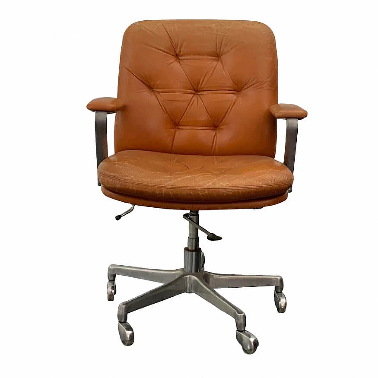 Brown leather swivel desk chair by Vaghi, 60s 1207175
