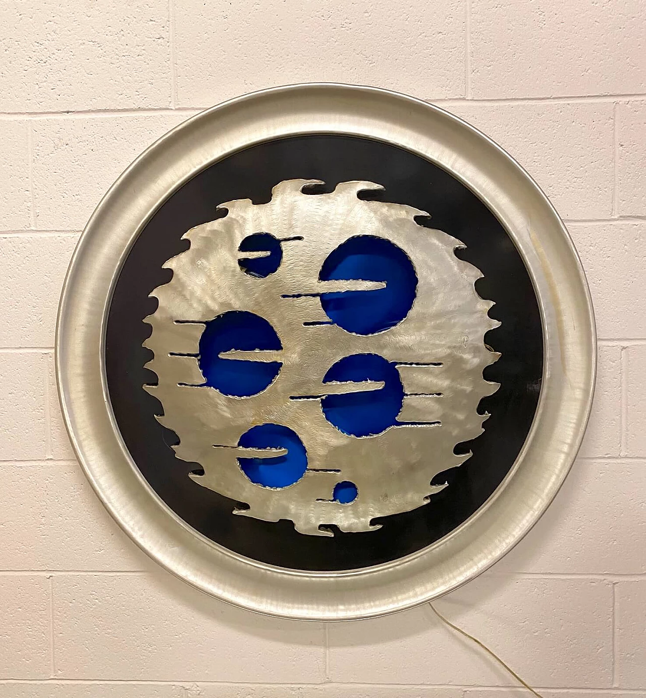 Round luminous wall sculpture, 70s 1207452