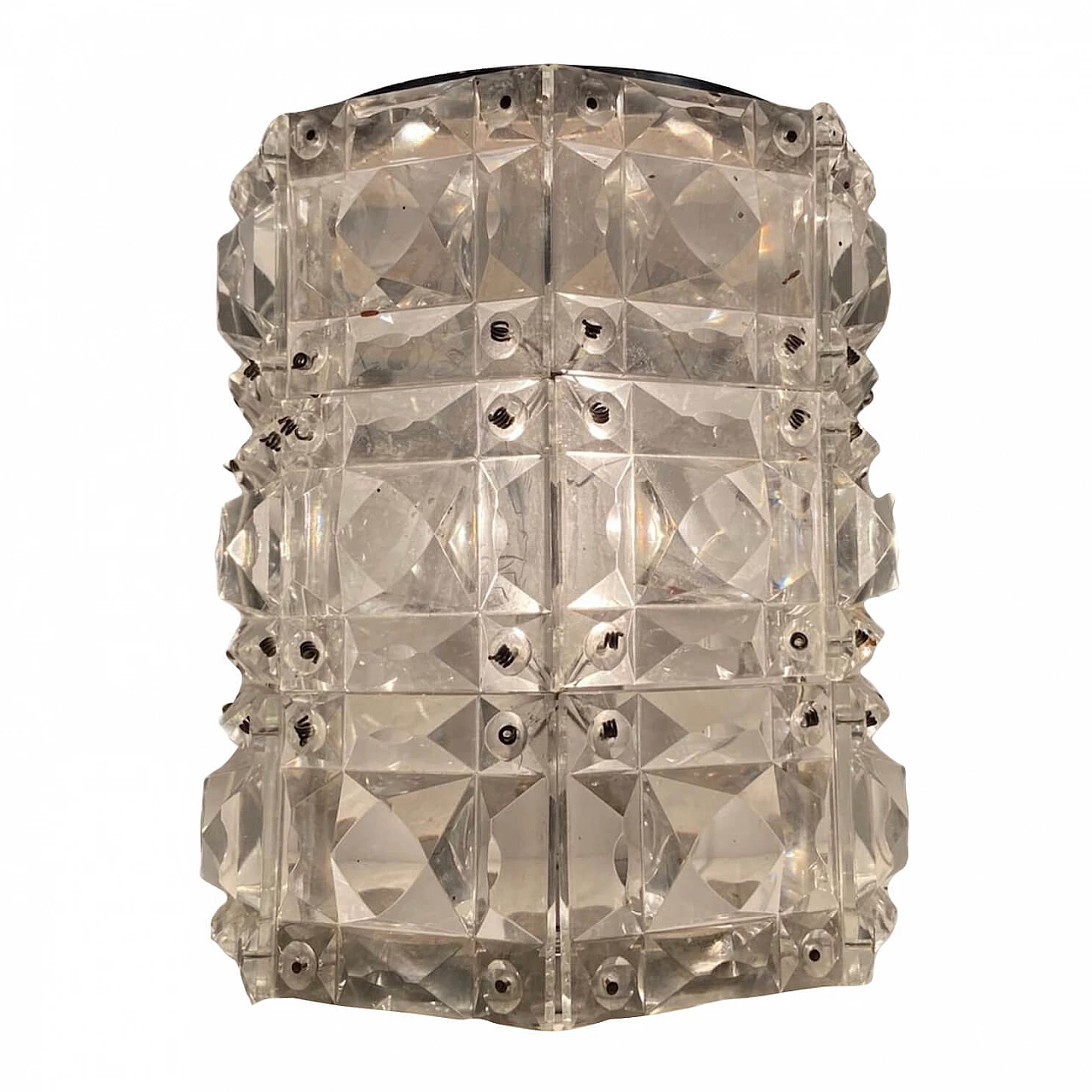 Coppia di applique semicircolari con cornice cromata, anni '70 1207534