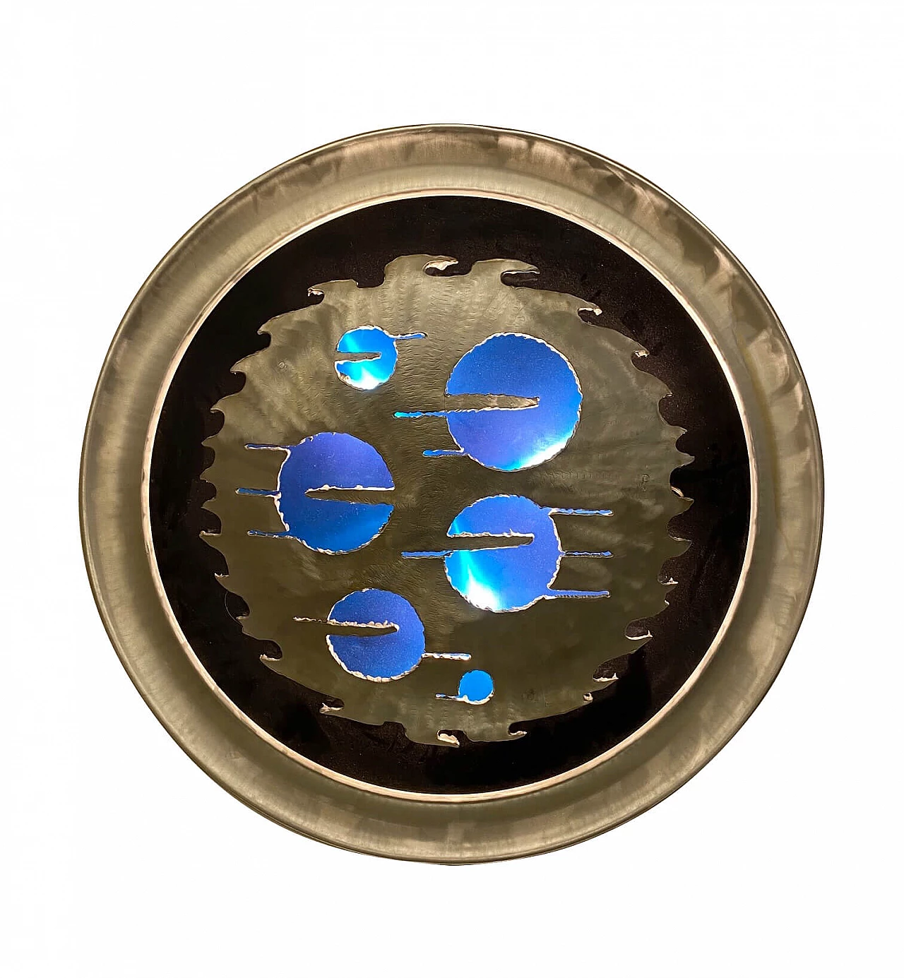 Round luminous wall sculpture, 70s 1207581