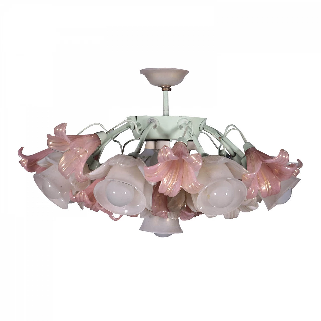 Metal and glass chandelier, 50s 1208002