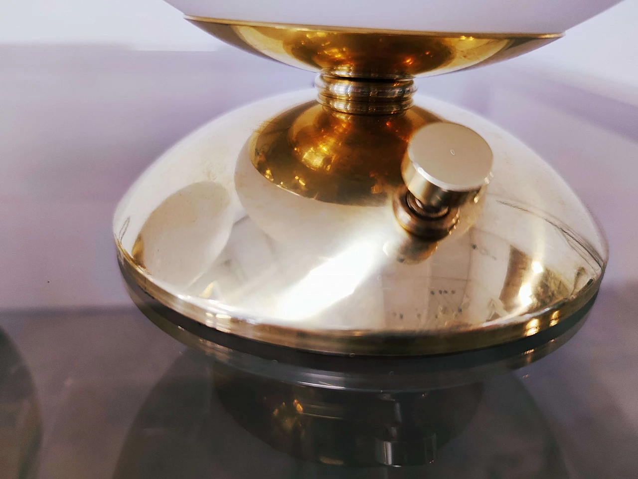 Table lamp in brass and glass, 80s 1208106