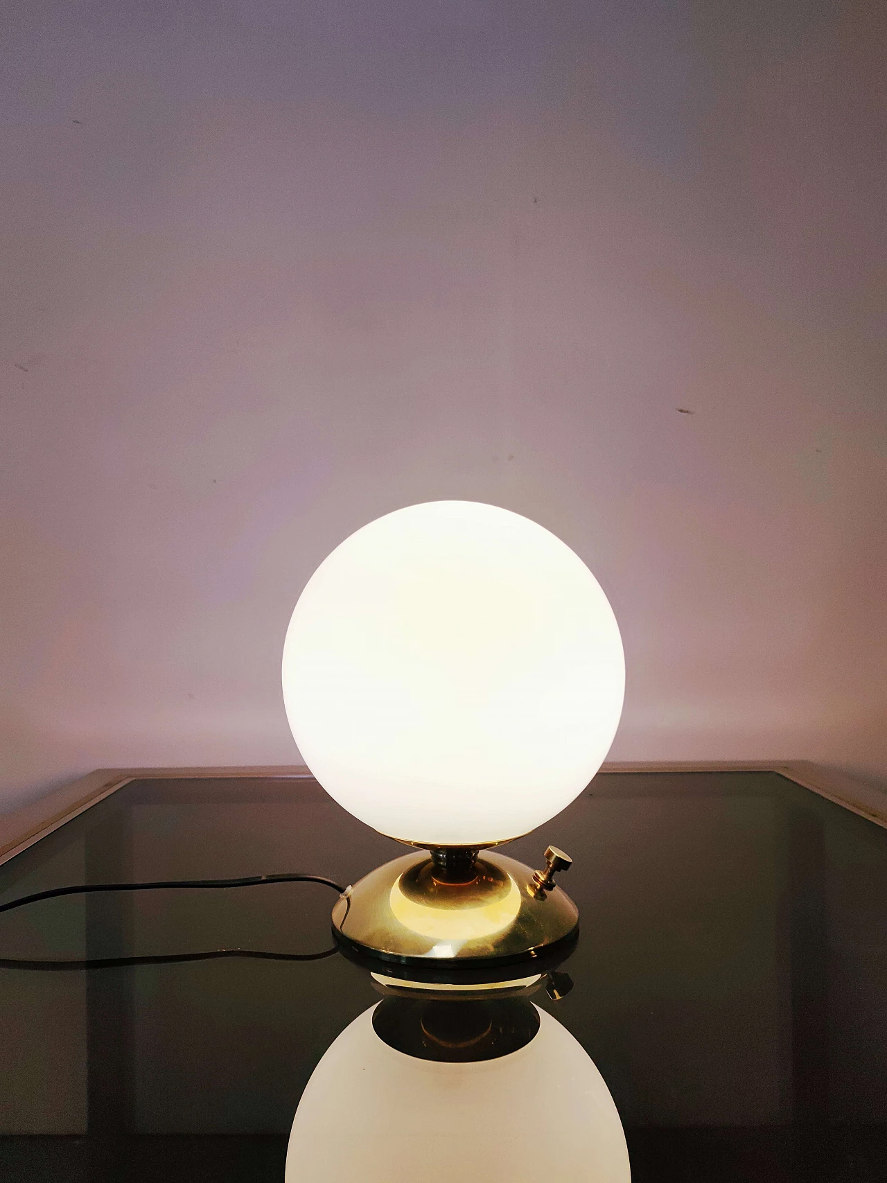 Table lamp in brass and glass, 80s 1208108