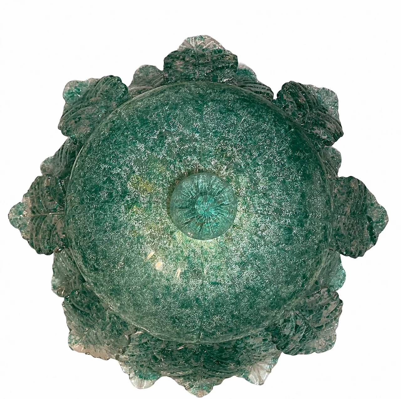 Grande lampadario in vetro di Murano verde menta, anni '60 1208162