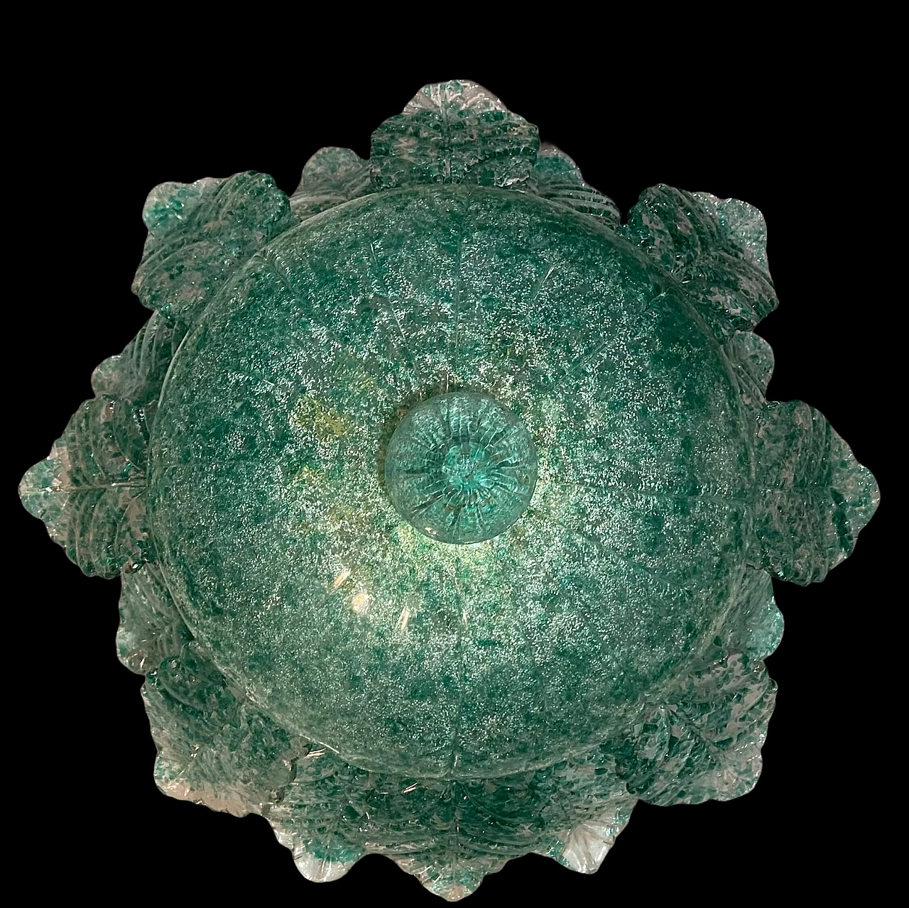 Grande lampadario in vetro di Murano verde menta, anni '60 1208163