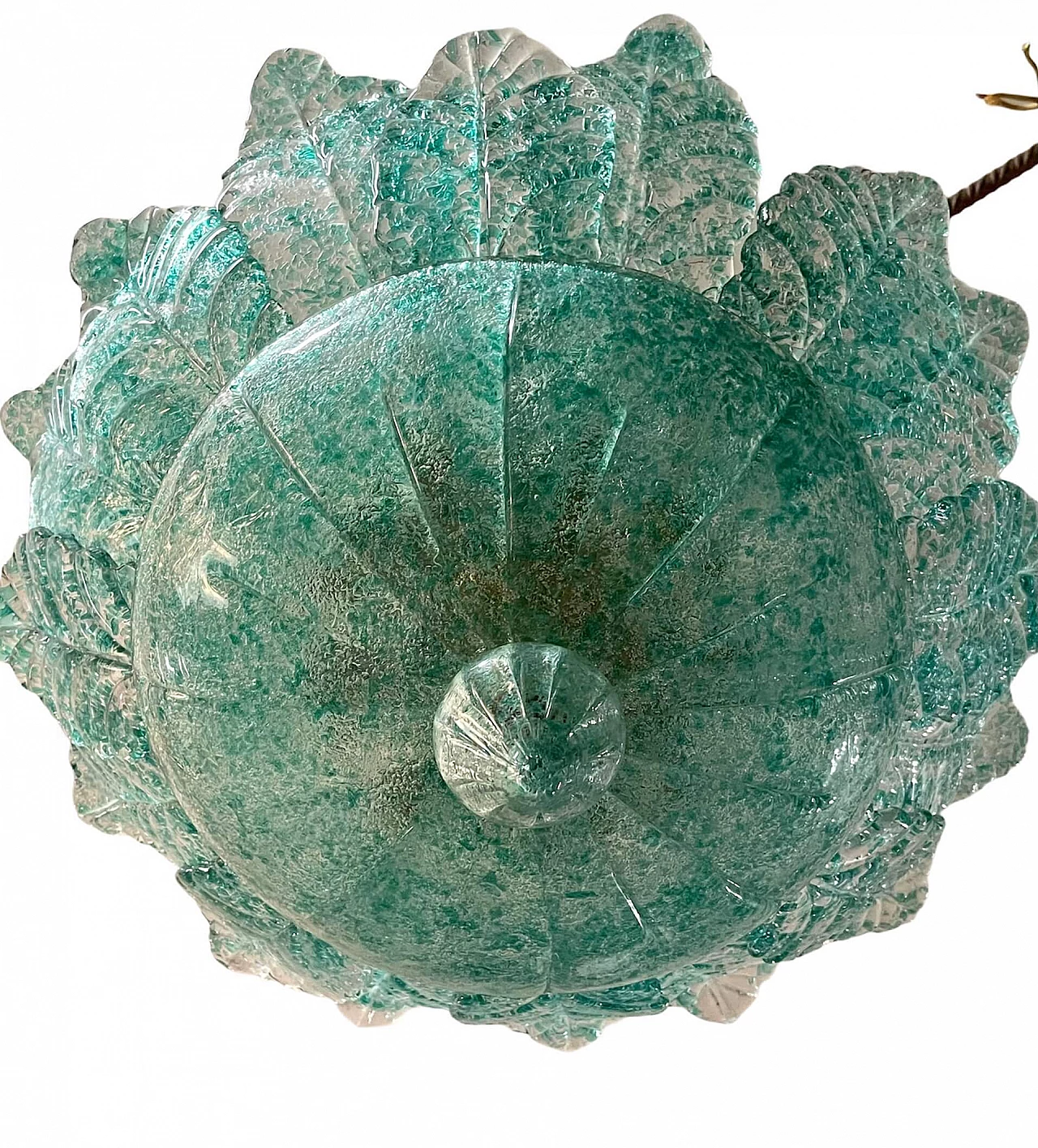 Grande lampadario in vetro di Murano verde menta, anni '60 1208164